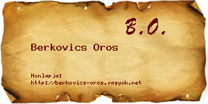 Berkovics Oros névjegykártya